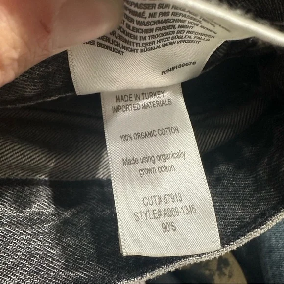 Agolde Women's Relaxed Black Distressed wide leg jeans - Picture 3 of 5